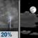 Sunday Night: Slight Chance Showers And Thunderstorms then Partly Cloudy